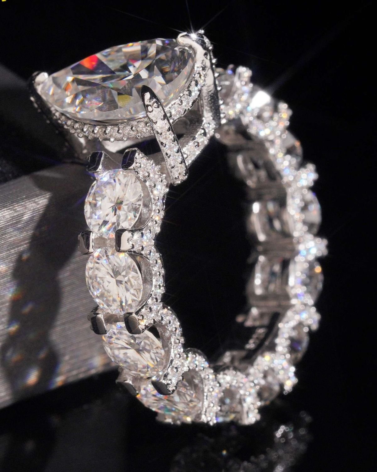 Shani Regal Pear-Cut 5 Carat Moissanite Eternity Ring