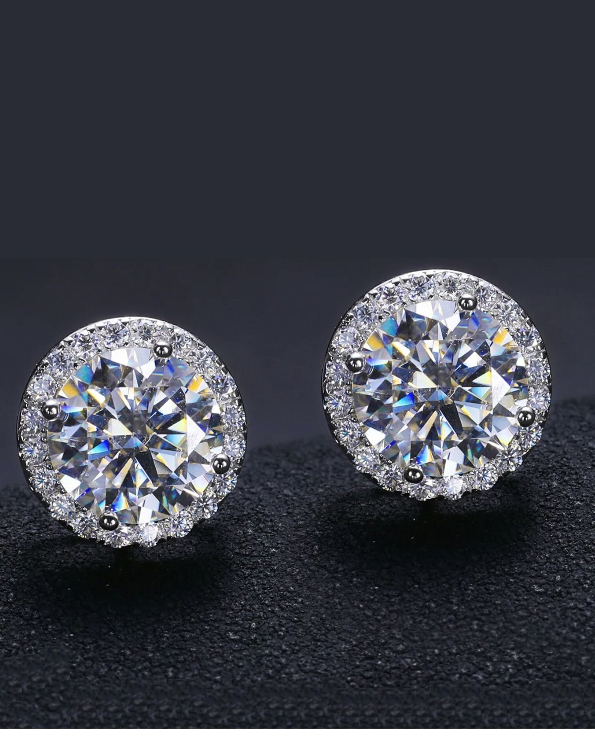 Shani Moissanite Halo Stud Earrings