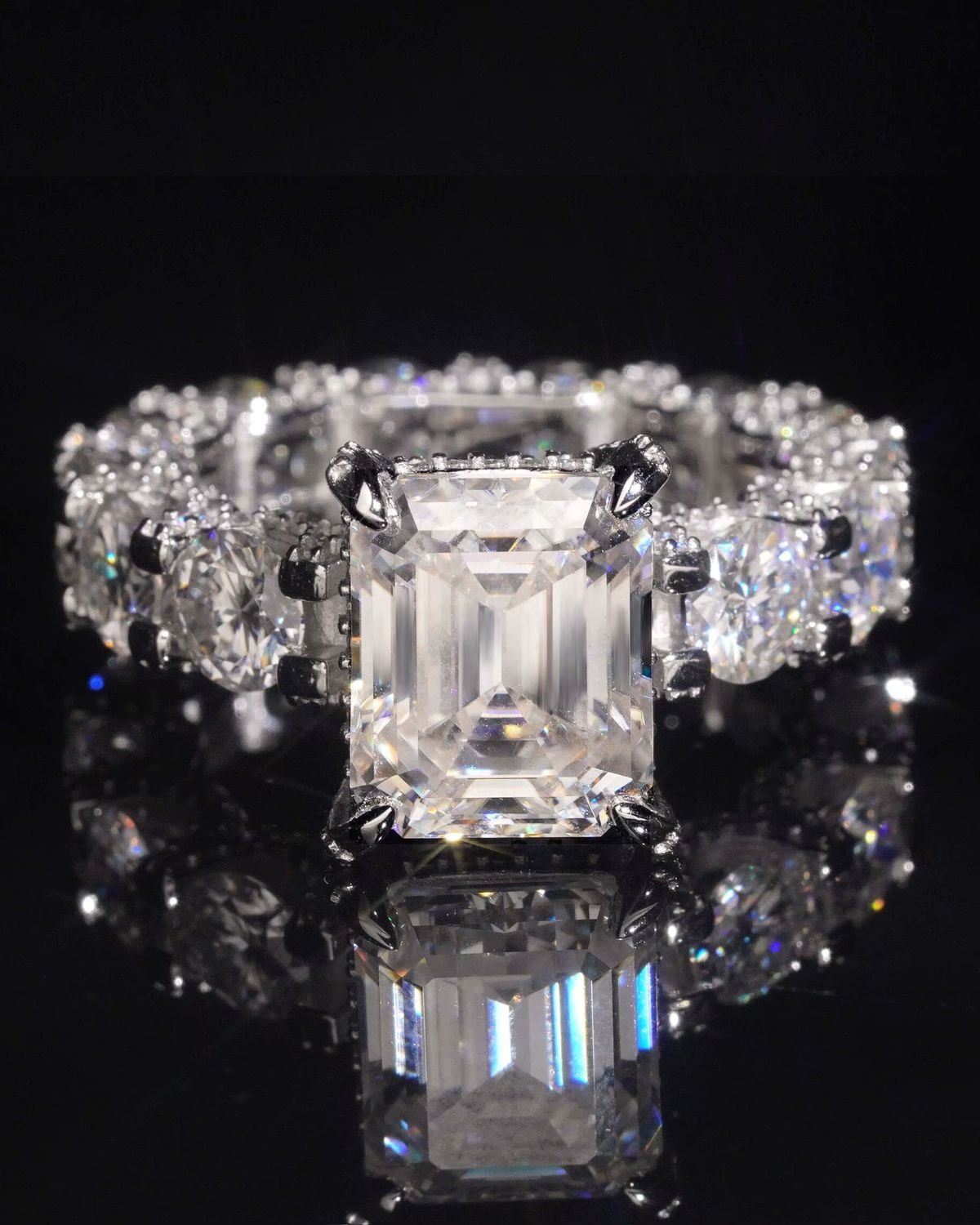 Shani Imperial 5 Carat Emerald-Cut Moissanite Ring