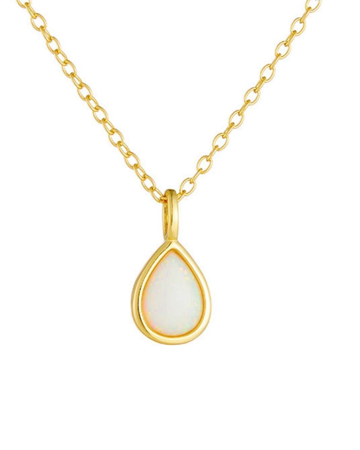 Shani Opal Drop Pendant Necklace – Gold & Rhodium Plated