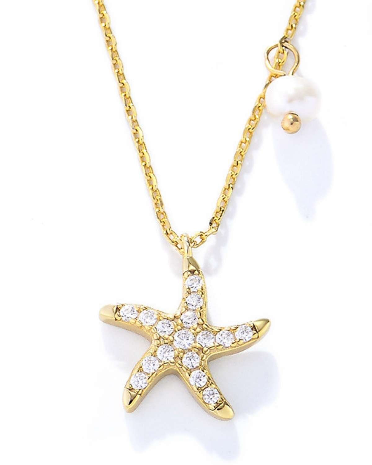 Shani Starfish Pearl Charm Necklace