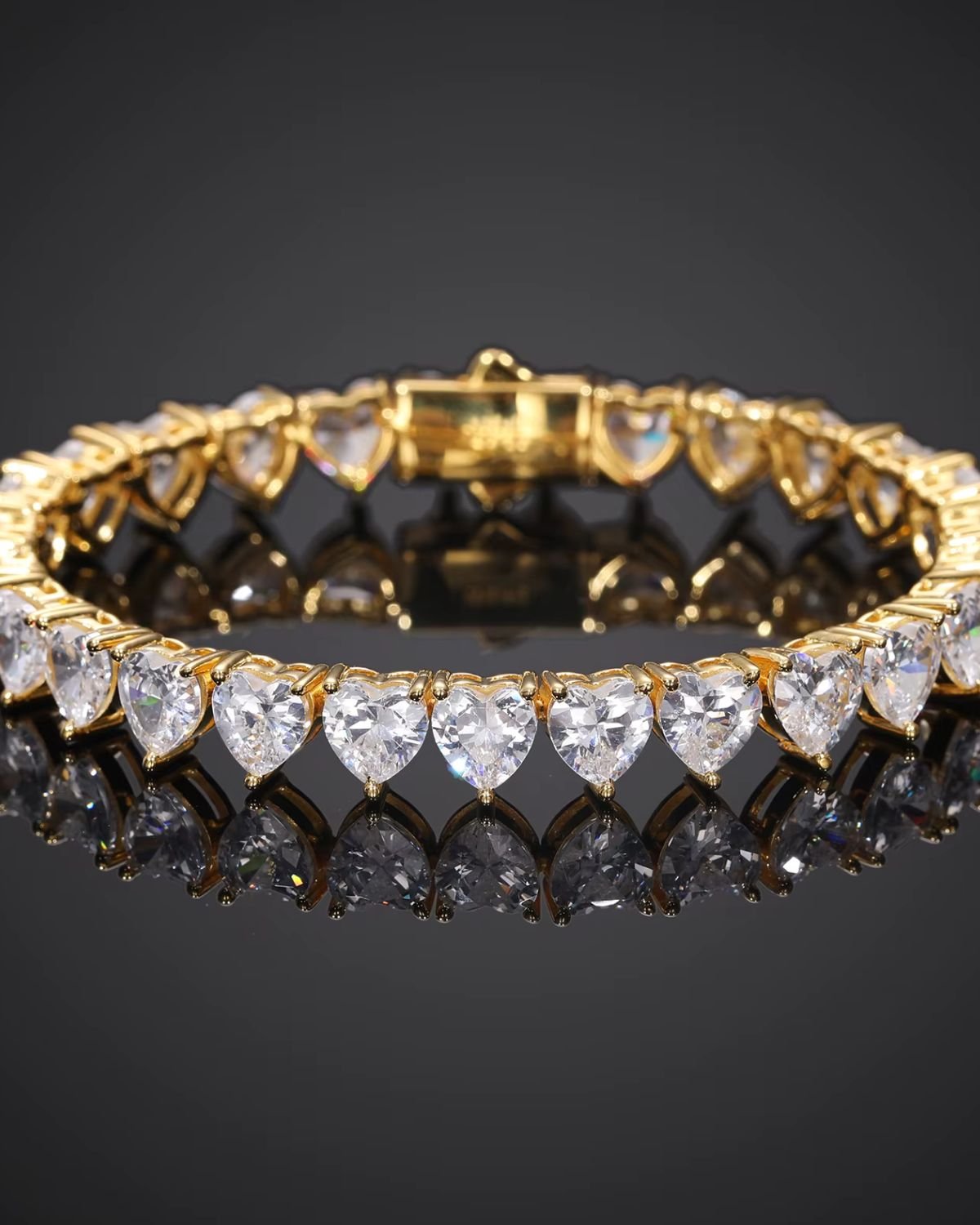 Shani Infinite Love Heart 5.5mm Moissanite Tennis Bracelet-Gold Edition