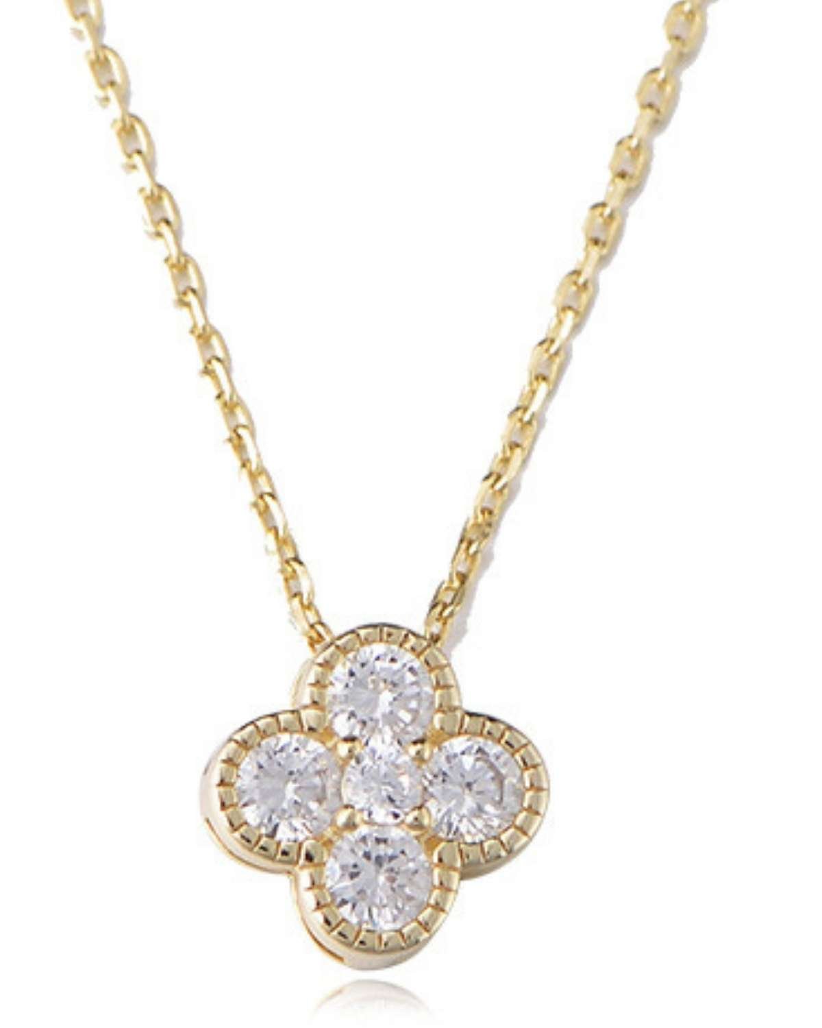 Shani Four-Stone Halo Pendant Necklace (Gold & Rhodium Plated)