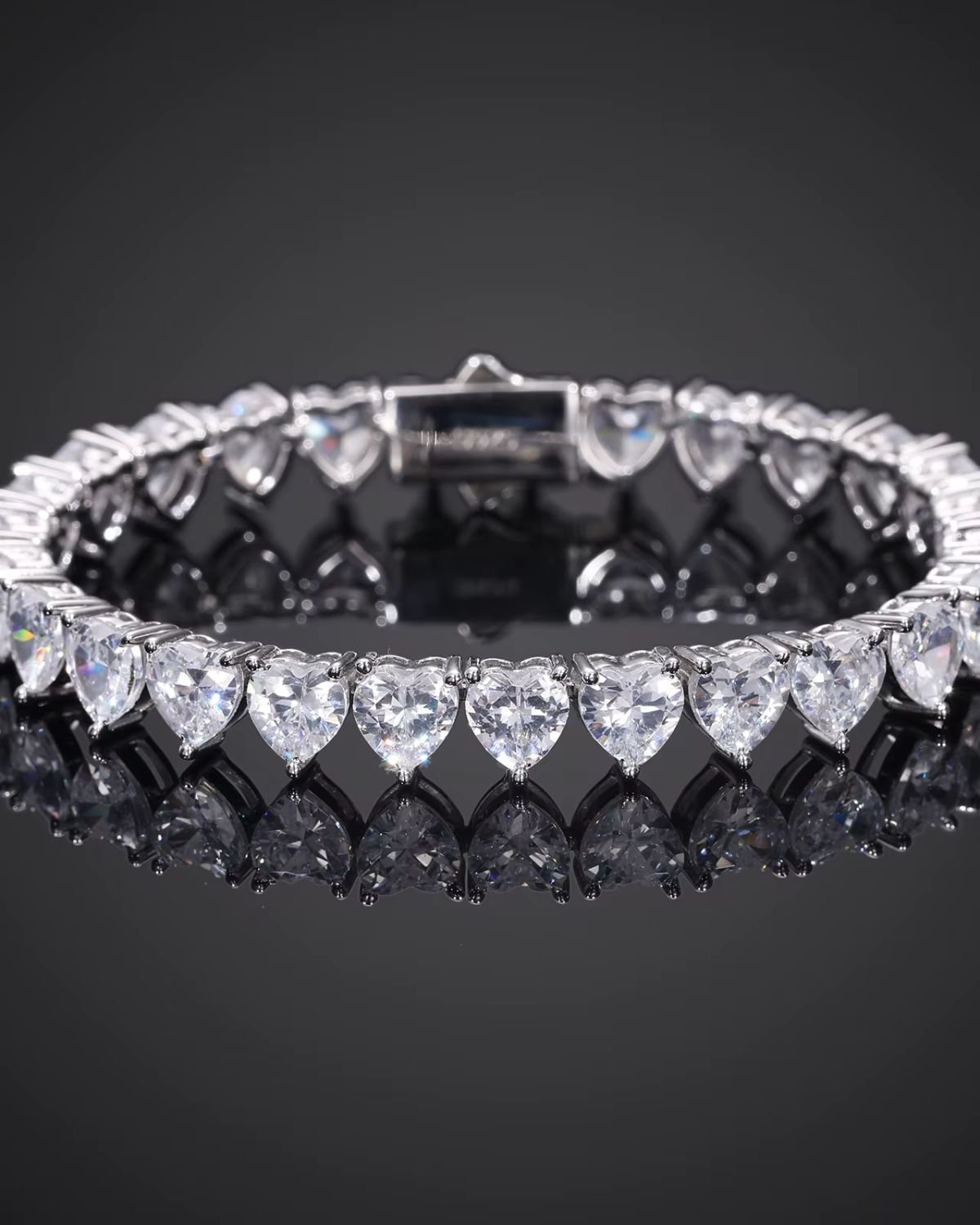 Shani Infinite Love Heart 6.5mm Moissanite Tennis Bracelet-Rhodium Edition