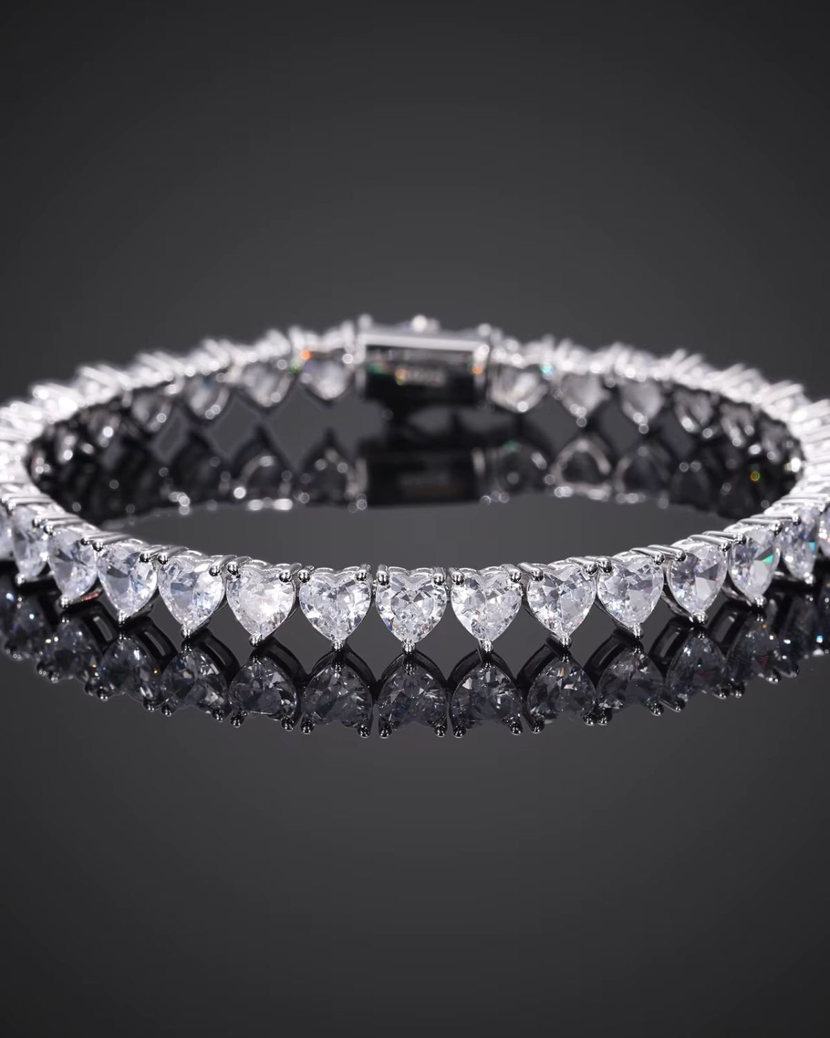 Shani Infinite Love Heart 5.5mm Moissanite Tennis Bracelet-Rhodium Edition