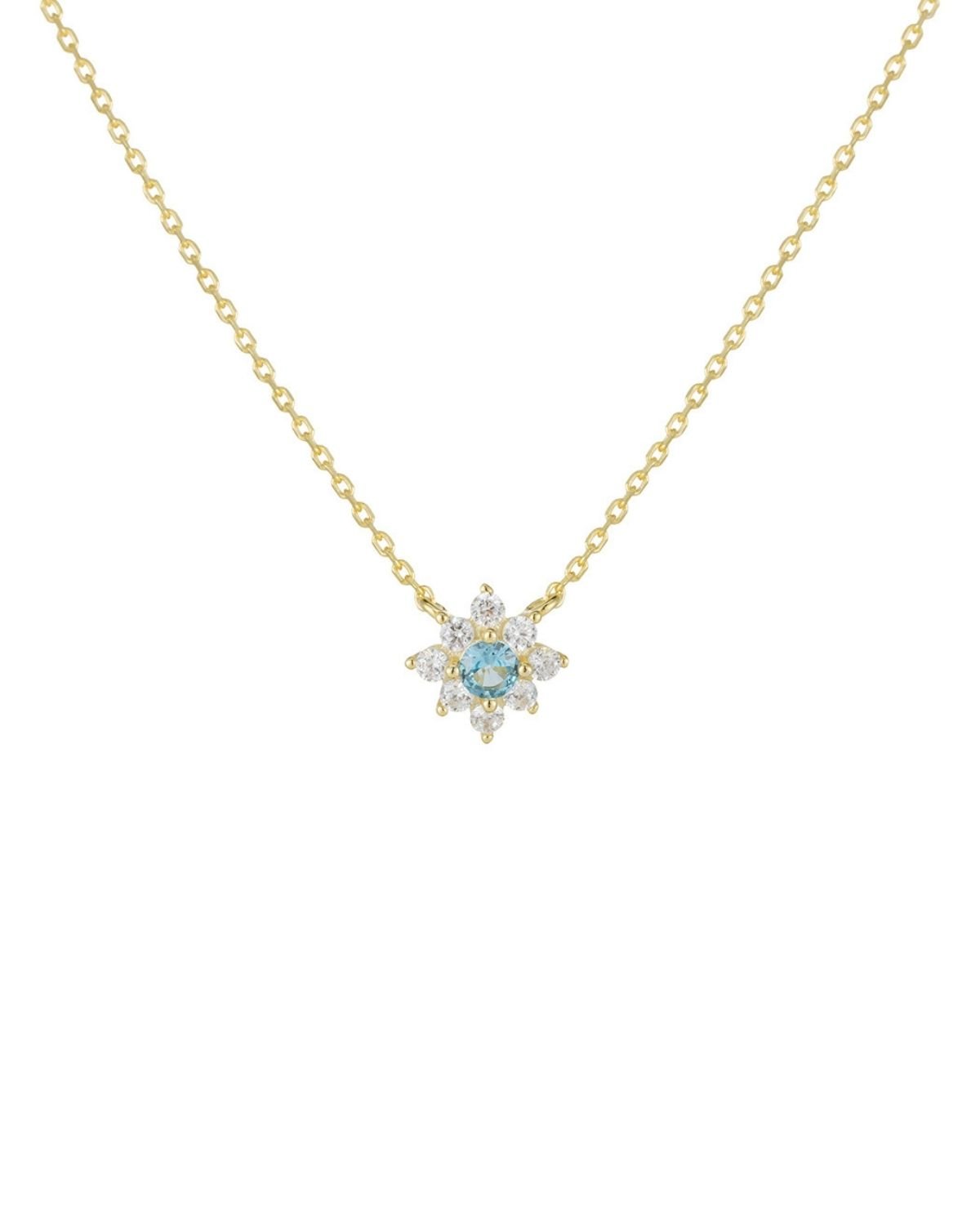 Gold plated silver floral crystal necklace