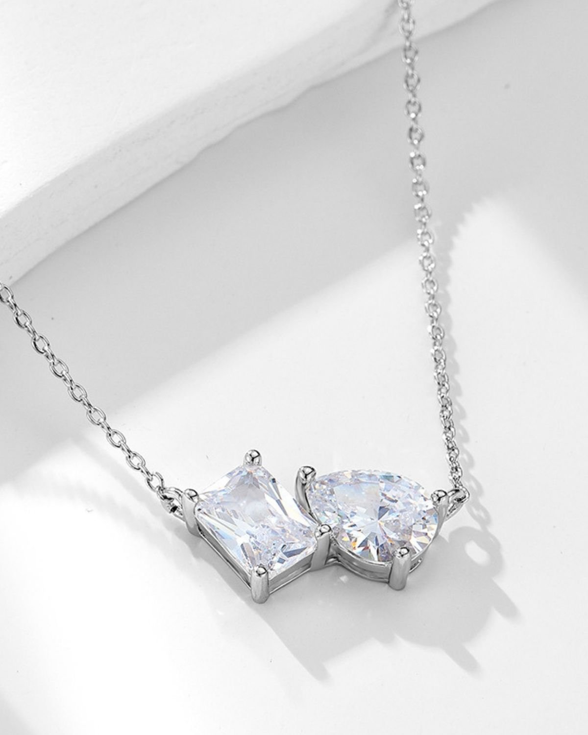 Geometric sterling silver pendant necklace gold plated