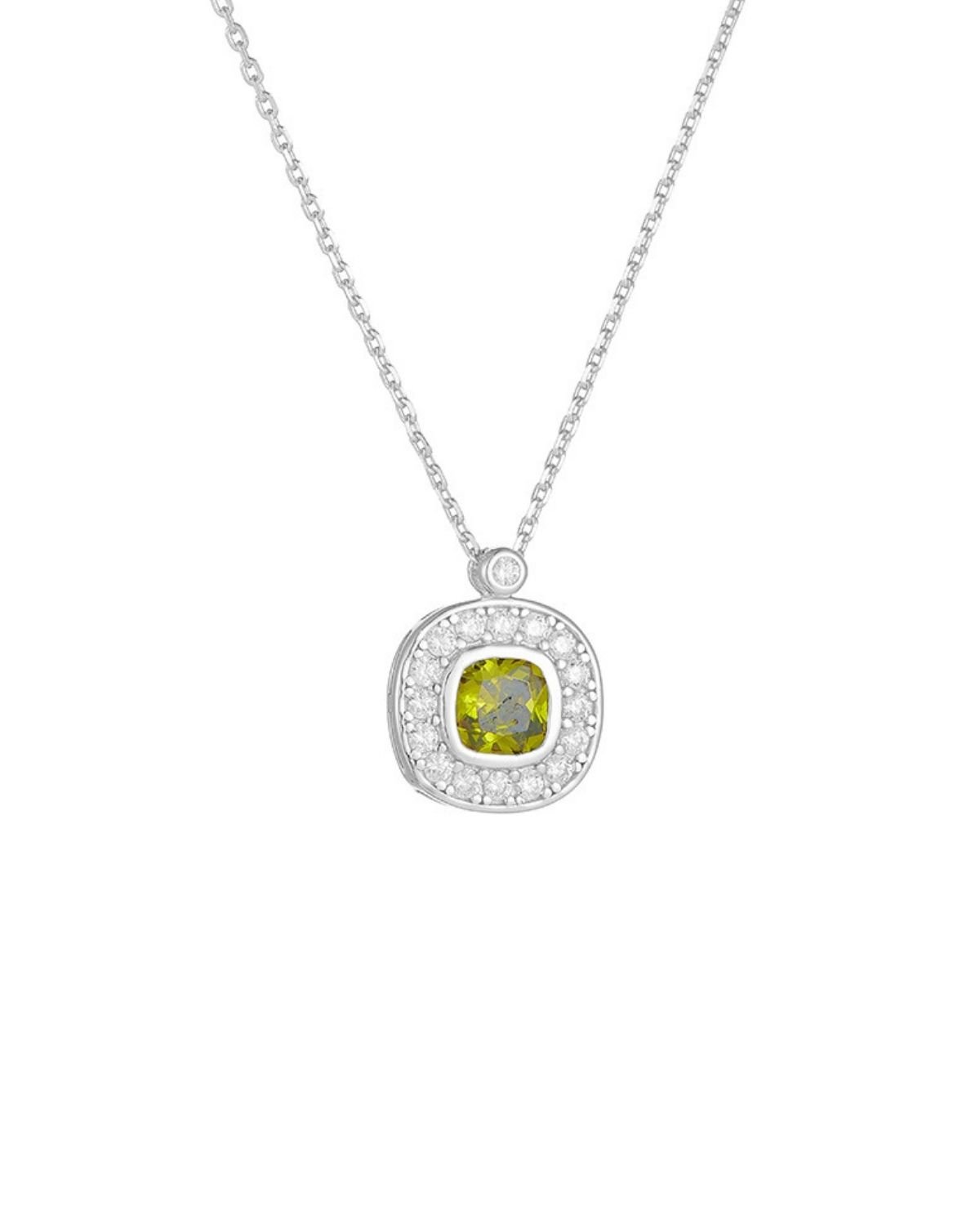 Shani Green Halo Pendant Necklace