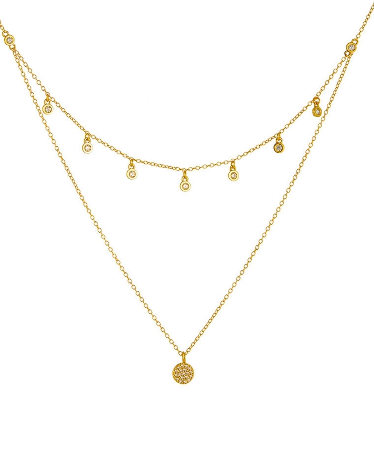Shani Layered Pavé Disc Necklace