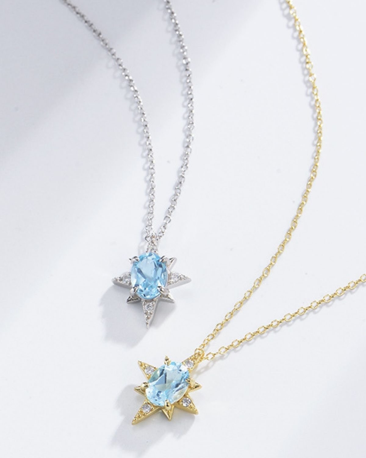 sterling-silver-star-crystal-gold-rhodium plated-pendant.jpg Gold - rhodium-Star-shaped crystal pendant necklace