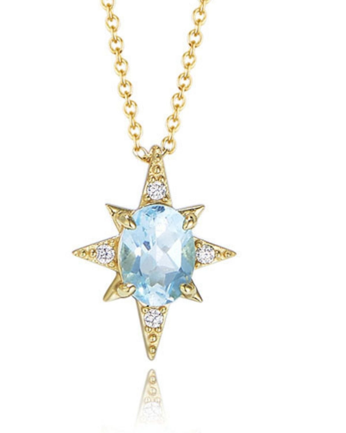 Star-cut crystal pendant necklace for women