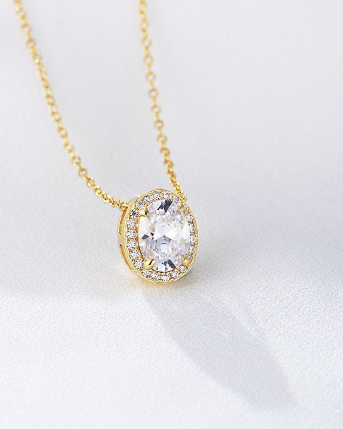 oval-halo-pendant-necklace.jpg Sterling silver oval gold plated halo pendant necklace