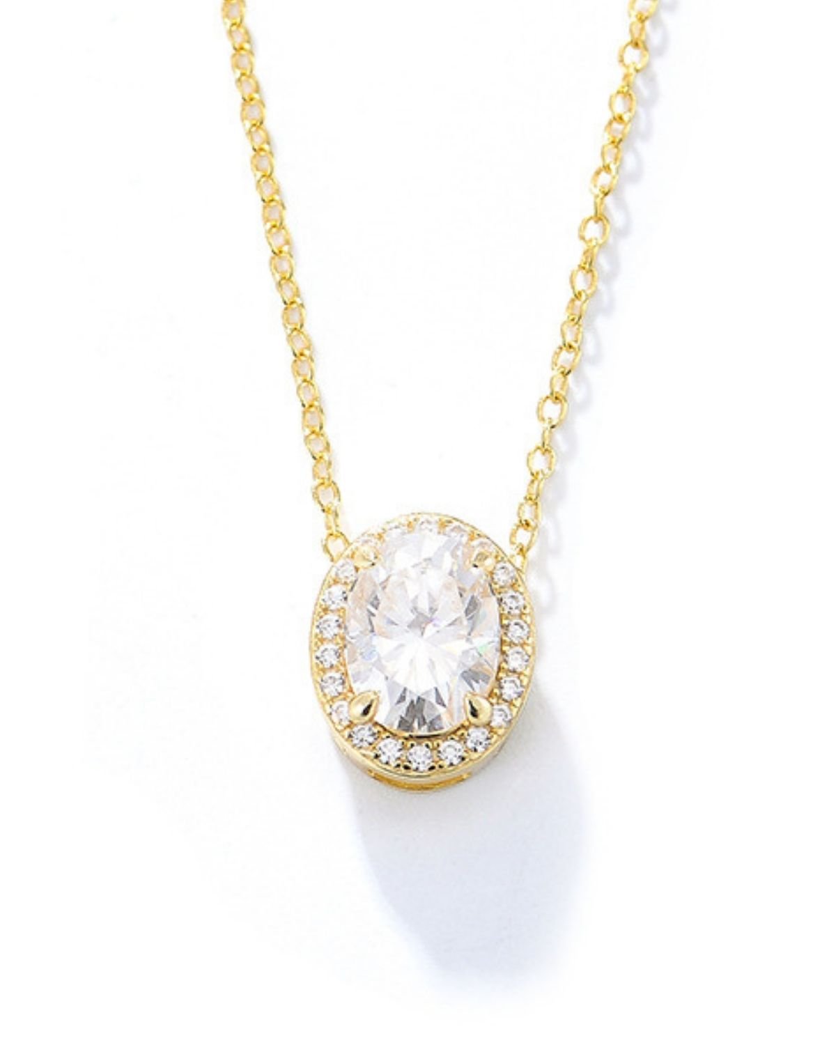 Oval halo pendant necklace for women