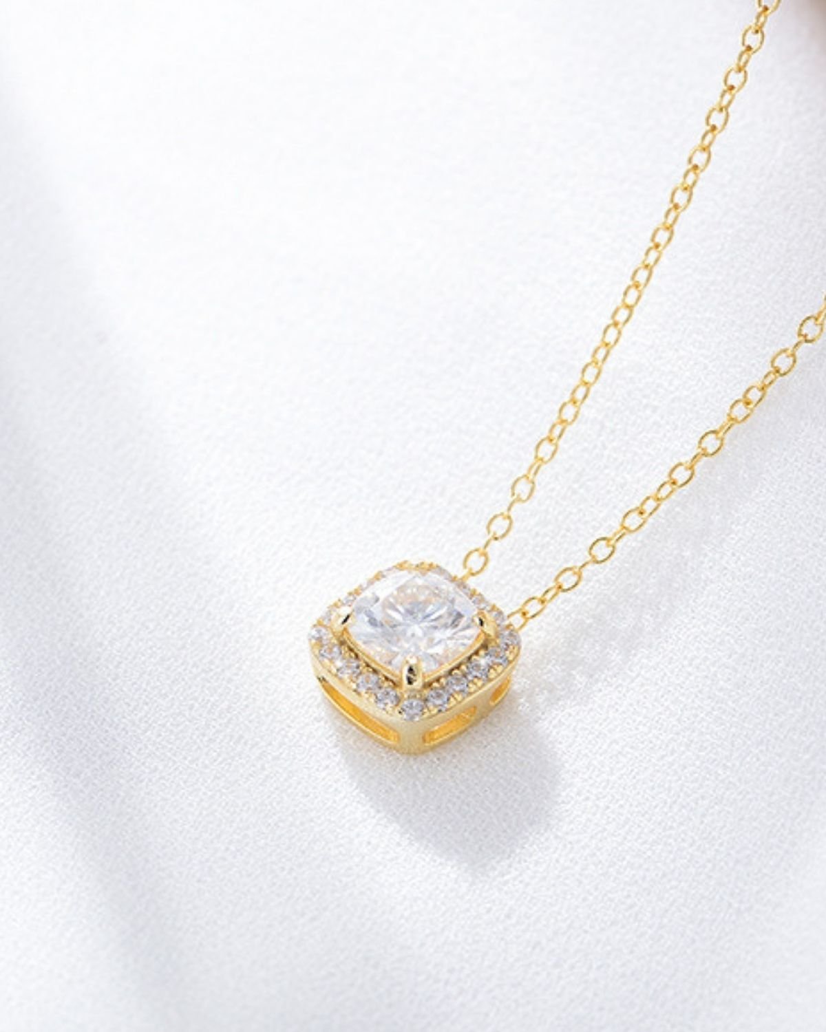 sterling-silver-square-halo-necklace.jpg White zircon square halo pendant necklace