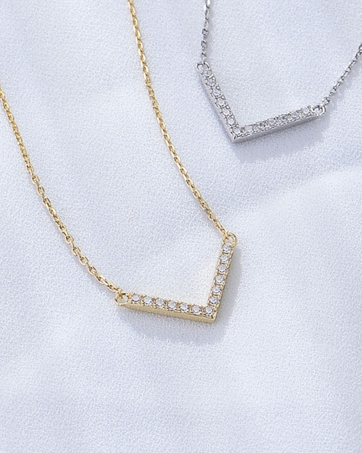 chevron-spark-bar-plated-necklace.jpg Chevron spark bar necklace for women gold and rhodium plated