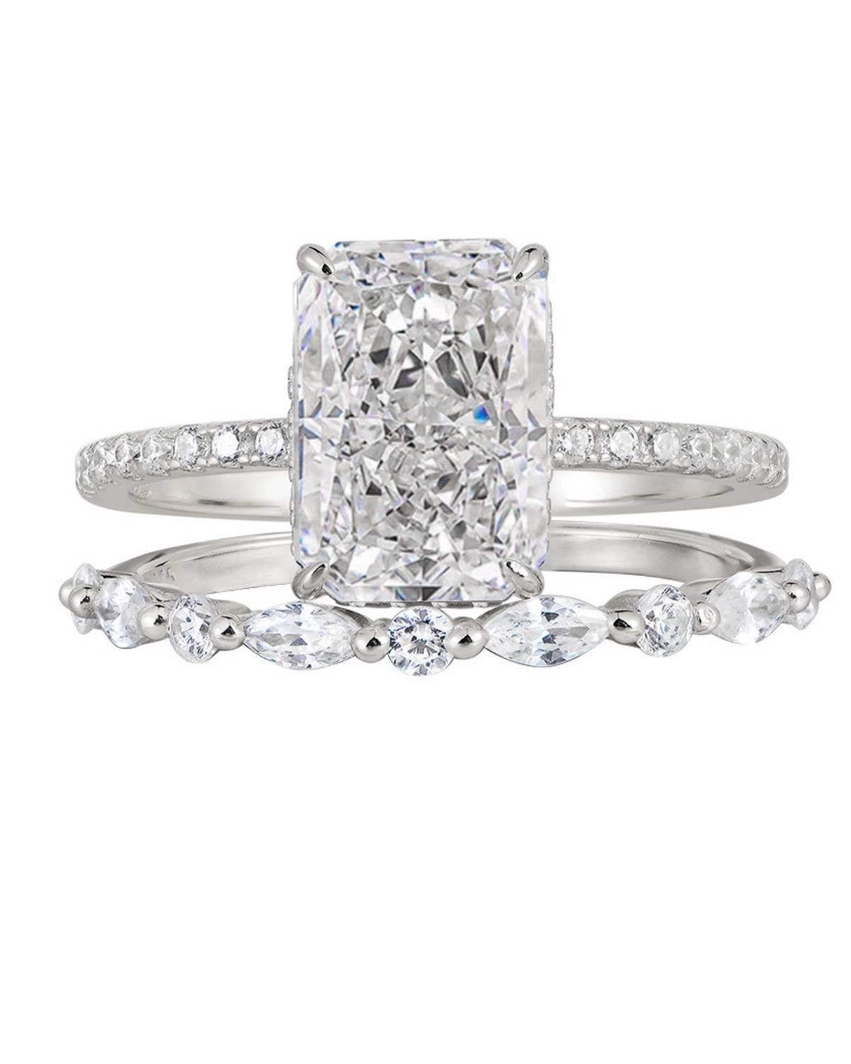 Shani Aurelia Duo 2-Piece Ring Set – Silver Rhodium Edition