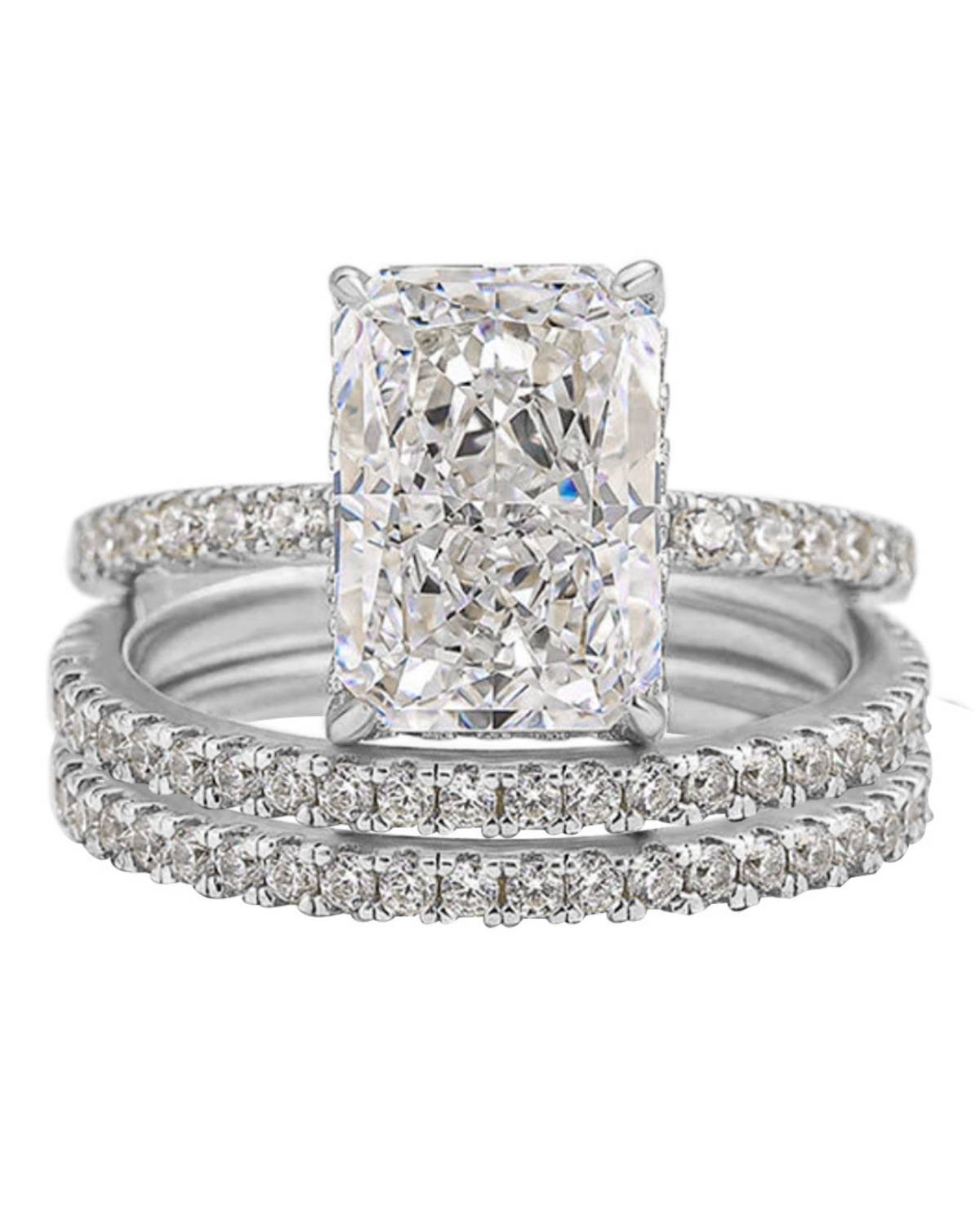 Shani Luxe Harmony 3-Piece Ring Set – Silver Rhodium Edition