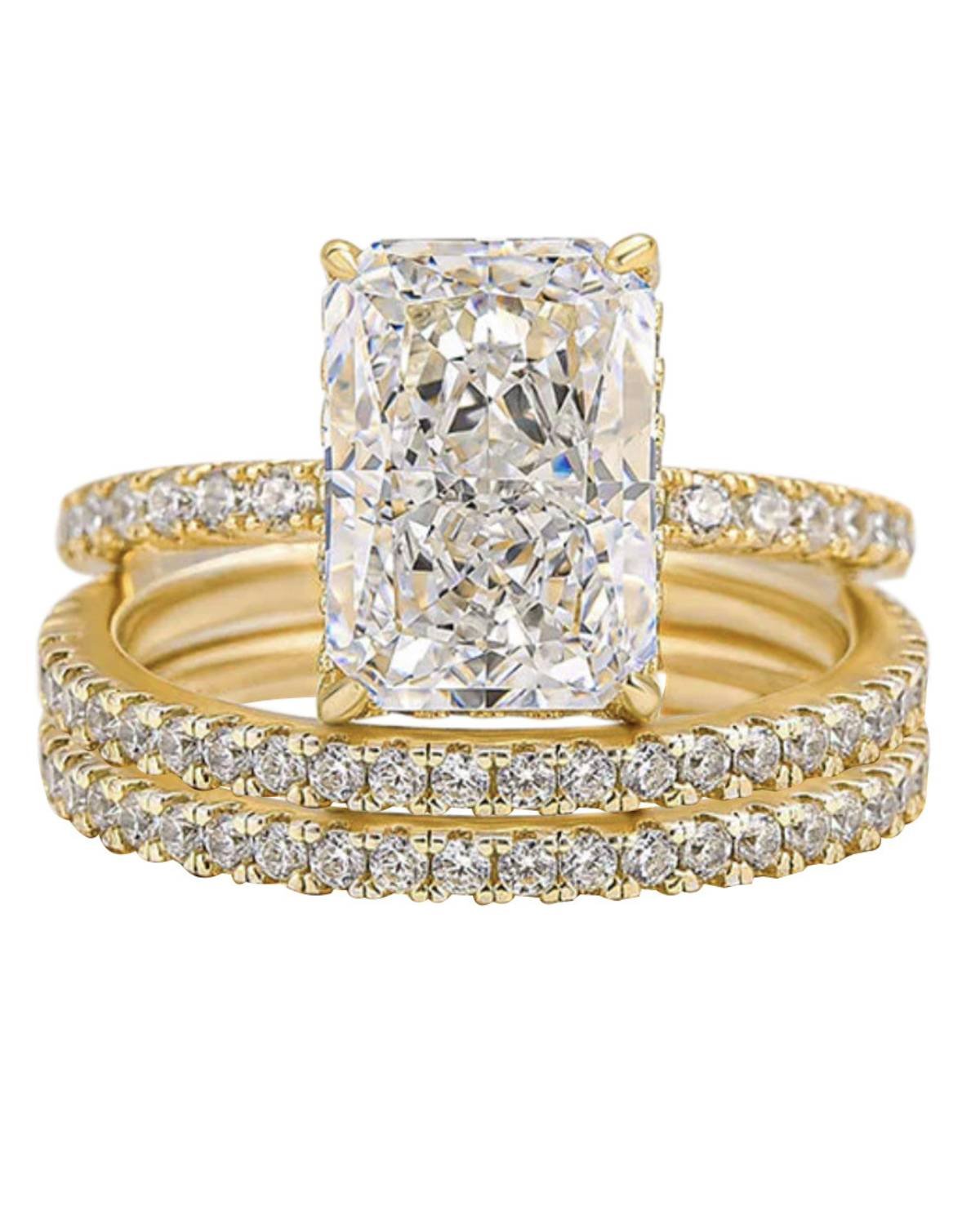 Shani Luxe Harmony 3-Piece Ring Set – Gold Plated