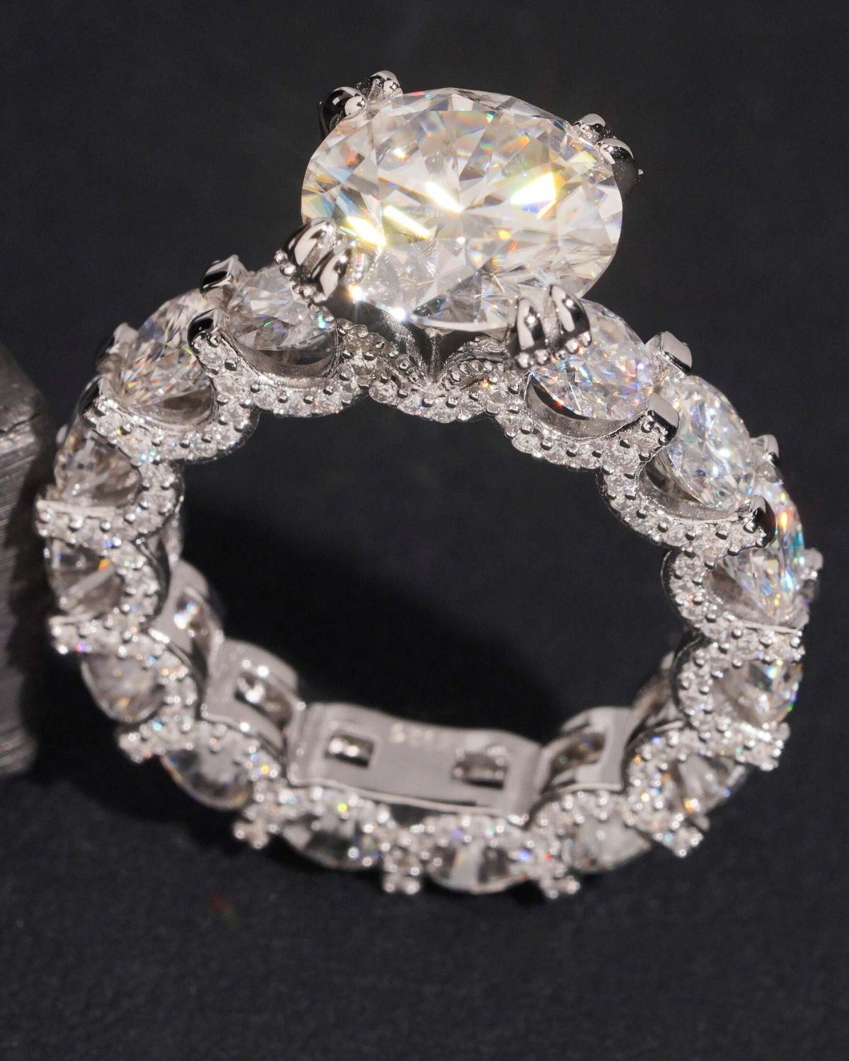 Shani Round-Cut Moissanite Eternity Engagement Ring – 925 Sterling Silver