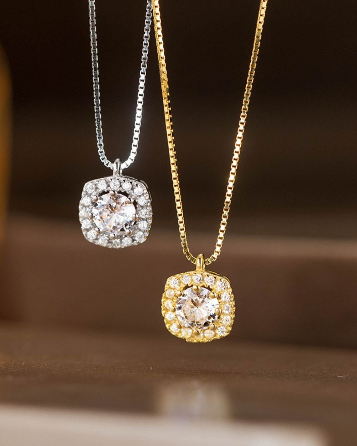 Aurielle zircon halo pendant necklace in sterling silver with refined sparkle