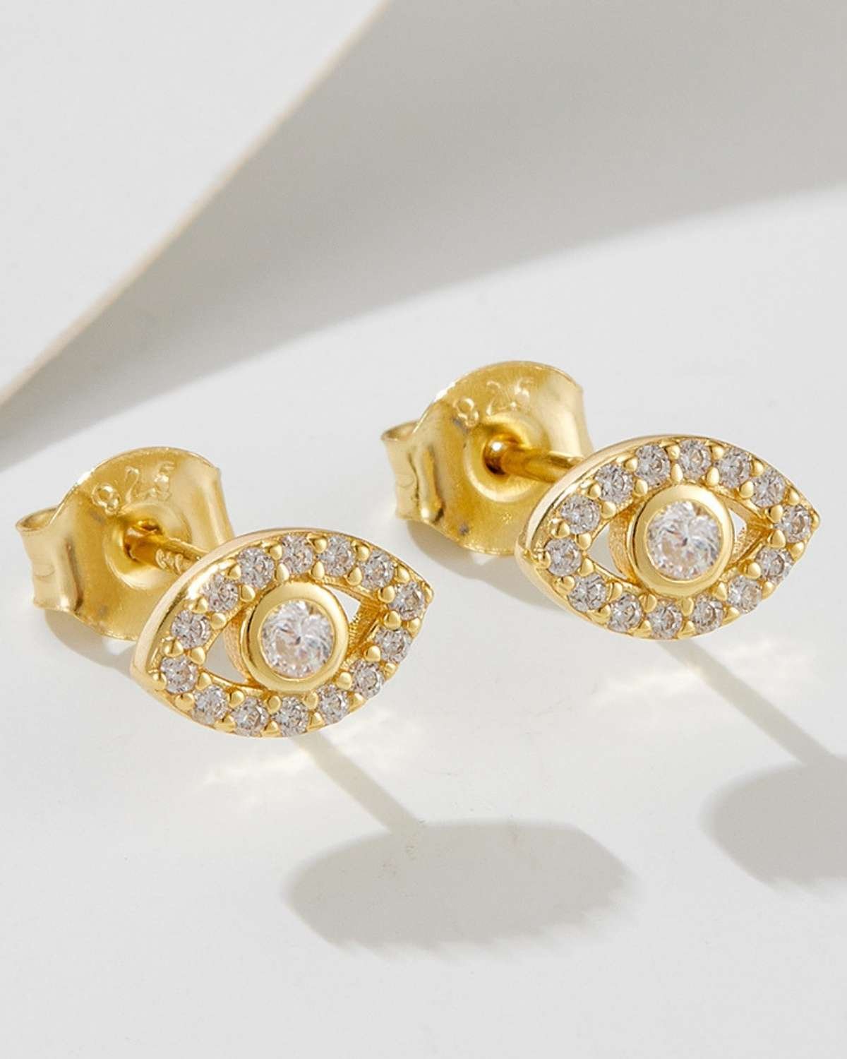 Shani Aura Eye Stud Earrings – White Zircon