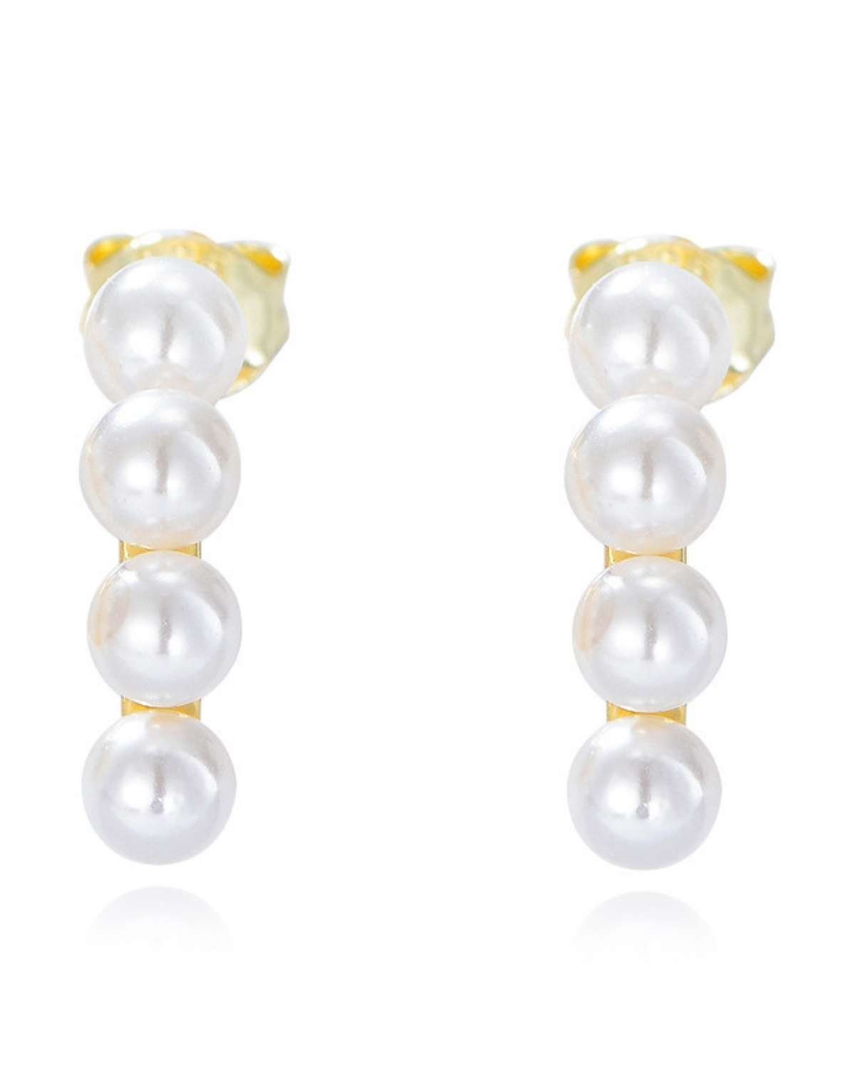 Shani Pearl Arc Stud Earrings